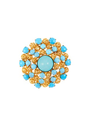 Main View - Click To Enlarge - LANE CRAWFORD VINTAGE ACCESSORIES - Gold Tone Faux Turquoise Brooch