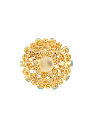 Figure View - Click To Enlarge - LANE CRAWFORD VINTAGE ACCESSORIES - Gold Tone Faux Turquoise Brooch