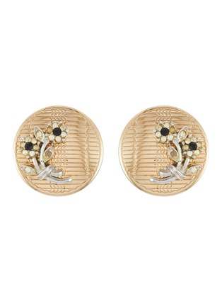 Main View - Click To Enlarge - LANE CRAWFORD VINTAGE ACCESSORIES - Gold Tone Diamante Flower Earrings