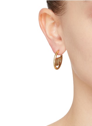 Figure View - Click To Enlarge - LANE CRAWFORD VINTAGE ACCESSORIES - Christian Dior Gold Tone Hoop Earrings