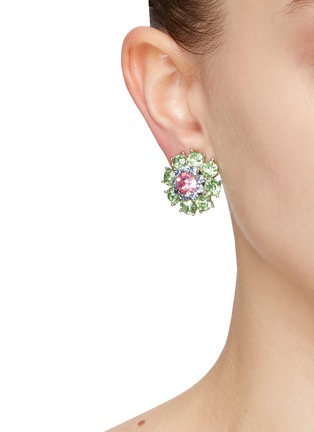 Figure View - Click To Enlarge - LANE CRAWFORD VINTAGE ACCESSORIES - Diamante Clip On Flower Earrings