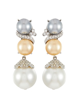 Main View - Click To Enlarge - LANE CRAWFORD VINTAGE ACCESSORIES - Faux Pearl Diamante Drop Earrings