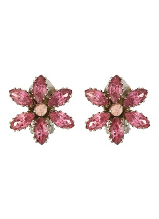 Main View - Click To Enlarge - LANE CRAWFORD VINTAGE ACCESSORIES - Silver Tone Crystal Flower Earrings