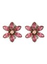 Main View - Click To Enlarge - LANE CRAWFORD VINTAGE ACCESSORIES - Silver Tone Crystal Flower Earrings