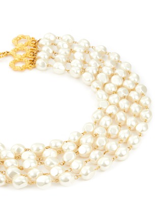 Detail View - Click To Enlarge - LANE CRAWFORD VINTAGE ACCESSORIES - Gold Tone 5 Row Faux Pearl Necklace