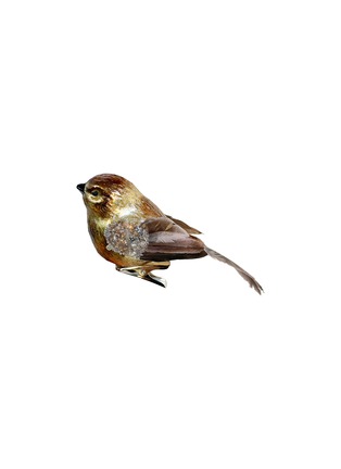 Main View - Click To Enlarge - SHISHI - Brown Feather Gold Glitter Glass Bird Ornament