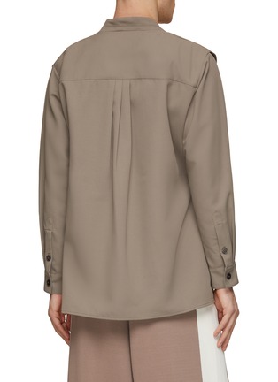 Back View - Click To Enlarge - RE: BY MAISON SANS TITRE - Shoulder Design Flat Lapel Double Breasted Shirt