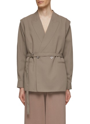 Main View - Click To Enlarge - RE: BY MAISON SANS TITRE - Shoulder Design Flat Lapel Double Breasted Shirt
