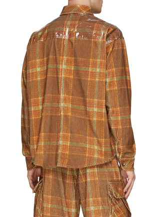Back View - Click To Enlarge - ERL - Printed Check Plastic Coated Back Panel Corduroy Shirt