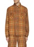 Main View - Click To Enlarge - ERL - Printed Check Plastic Coated Back Panel Corduroy Shirt
