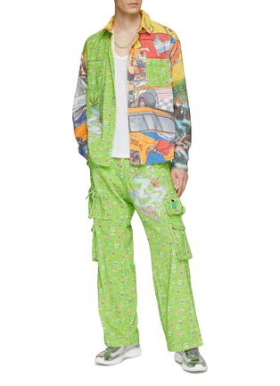 Figure View - Click To Enlarge - ERL - Printed Floral Plastic Coated Back Panel Corduroy Shirt