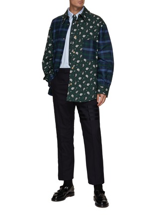 Figure View - Click To Enlarge - THOM BROWNE - Oversized Paisley and Tartan Patchwork Shirt