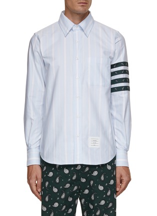 Main View - Click To Enlarge - THOM BROWNE - Paisley 4 Bar Striped Shirt