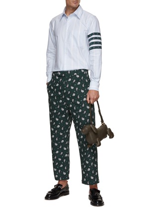Figure View - Click To Enlarge - THOM BROWNE - Paisley 4 Bar Striped Shirt