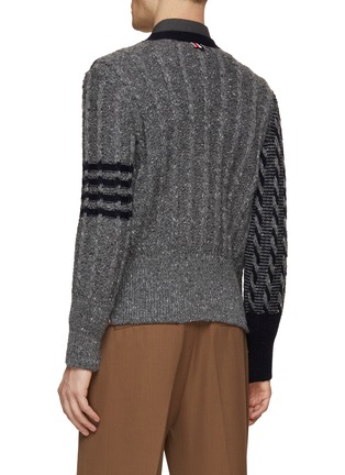 Back View - Click To Enlarge - THOM BROWNE - Donegal Wool Twist Cable Knit Cardigan