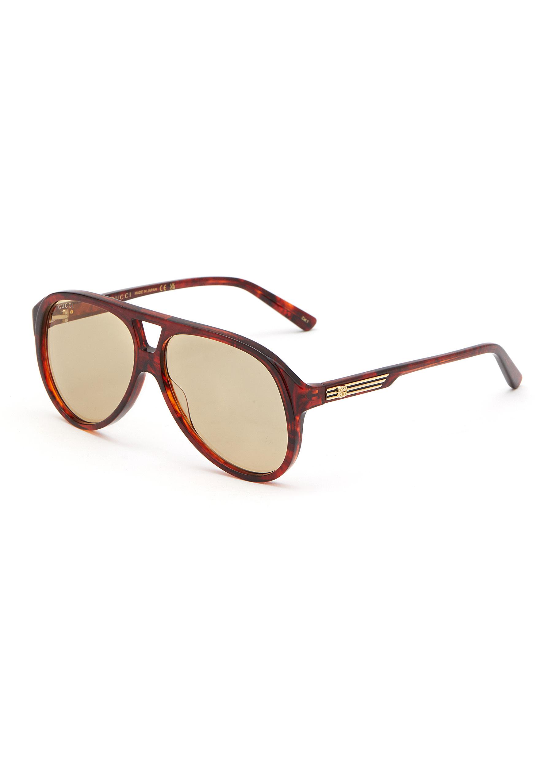 Tortoiseshell Effect Acetate Aviator Sunglasses