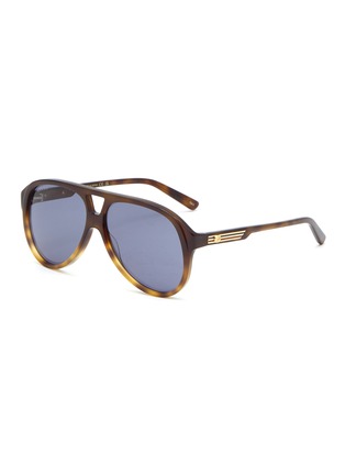 GUCCI | GG1286S Blue Lens Acetate Aviator Sunglasses