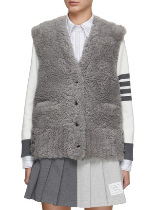 Main View - Click To Enlarge - THOM BROWNE  - Shearling Cardigan Vest