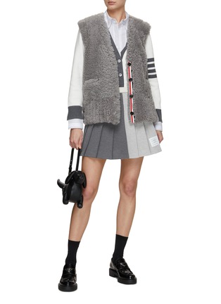 Figure View - Click To Enlarge - THOM BROWNE  - Shearling Cardigan Vest
