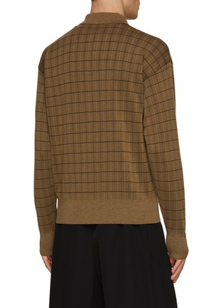 Back View - Click To Enlarge - THE ROW - Eutimo Chequered Wool Silk Cashmere Polo Shirt