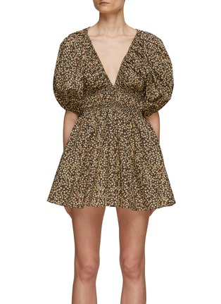 Main View - Click To Enlarge - MATTEAU - Shirred Plunge Mini Dress