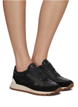Figure View - Click To Enlarge - BRUNELLO CUCINELLI - Monili Side Tab Low Top Leather Sneakers