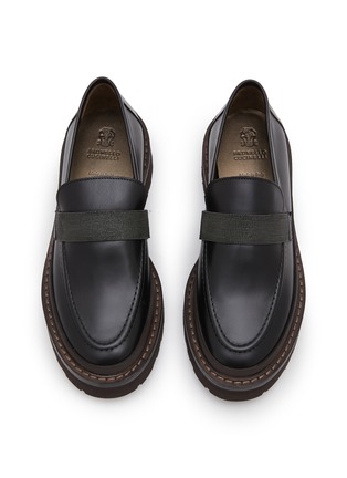 Detail View - Click To Enlarge - BRUNELLO CUCINELLI - Monili Band Lug Sole Leather Loafers