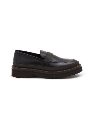 Main View - Click To Enlarge - BRUNELLO CUCINELLI - Monili Band Lug Sole Leather Loafers