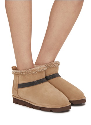 Figure View - Click To Enlarge - BRUNELLO CUCINELLI - Monili Embellished Suede Ankle Boots