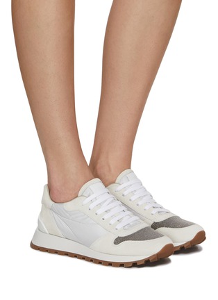 Figure View - Click To Enlarge - BRUNELLO CUCINELLI - Monili Toe Low Top Lace Up Sneakers