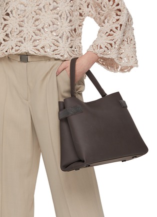 Front View - Click To Enlarge - BRUNELLO CUCINELLI - Monili Embellished Leather Tote Bag