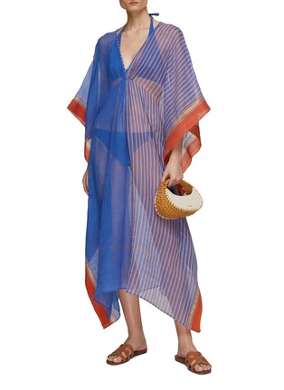 Figure View - Click To Enlarge - TWO NEW YORK - Striped V-Neck Long Kaftan