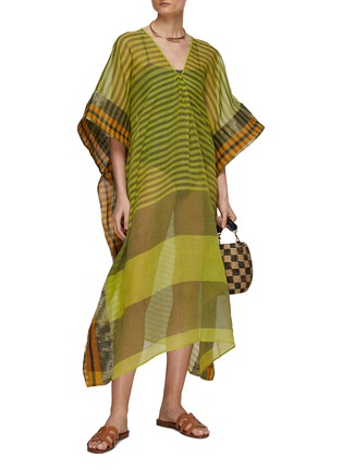 Figure View - Click To Enlarge - TWO NEW YORK - Striped V-Neck Long Kaftan