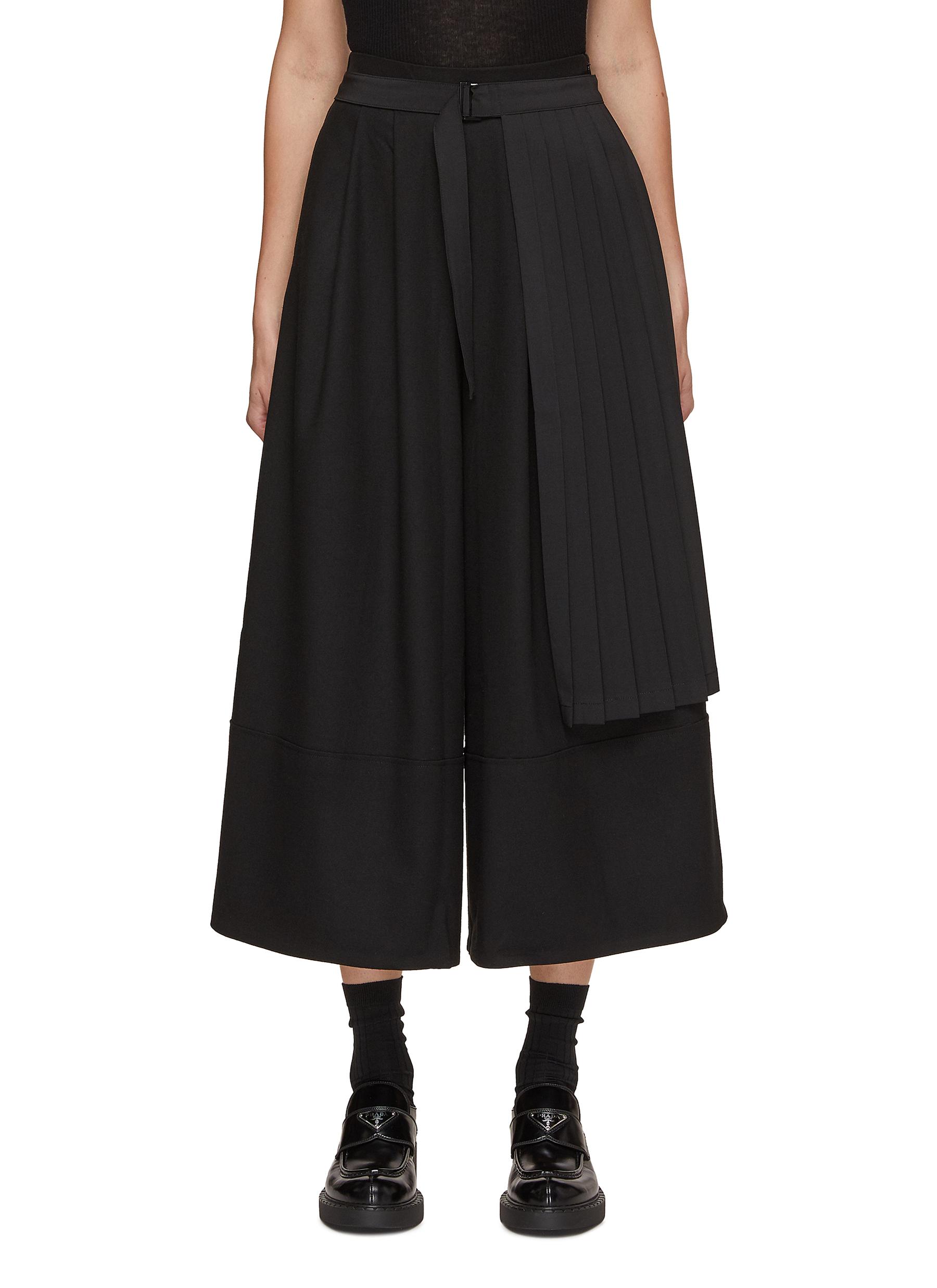 Pleated wide leg crop pants sale