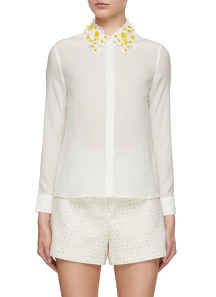 Main View - Click To Enlarge - ALICE & OLIVIA - Willa Daisy Embellished Silk Shirt