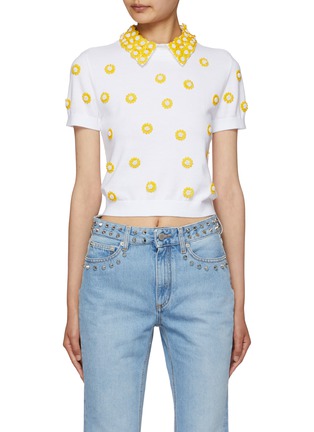 Main View - Click To Enlarge - ALICE & OLIVIA - Ciara Daisy Beaded Embellishment Top