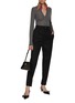 Figure View - Click To Enlarge - PRADA - Contrast Insert Collar Sheer Knit Cardigan