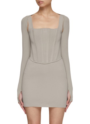Main View - Click To Enlarge - DION LEE - Pointelle Corset Mini Dress