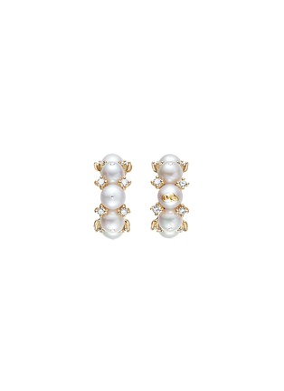 Main View - Click To Enlarge - YICI ZHAO ART & JEWELS - Wonderland Diamond Pearl 18K Gold J-Hoop Earrings
