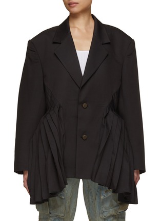 Main View - Click To Enlarge - BONBOM - Pleated Lantern Side Oversized Blazer