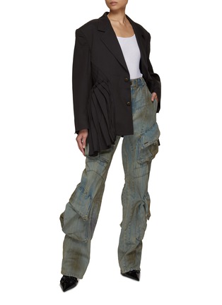 Figure View - Click To Enlarge - BONBOM - Pleated Lantern Side Oversized Blazer