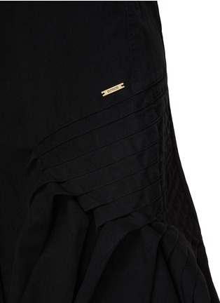  - BONBOM - Pleated Hem Denim Midi Skirt