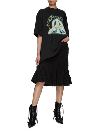Figure View - Click To Enlarge - BONBOM - Pleated Hem Denim Midi Skirt