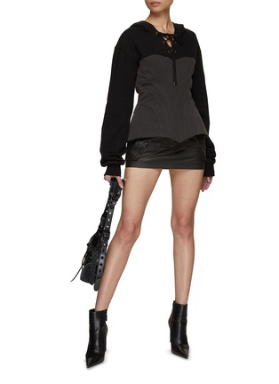 Figure View - Click To Enlarge - BONBOM - Corset Lace Up Hoodie Top