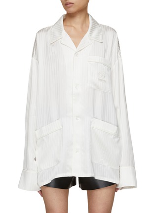 Main View - Click To Enlarge - BONBOM - Pierce Pinstripe Pyjama Top