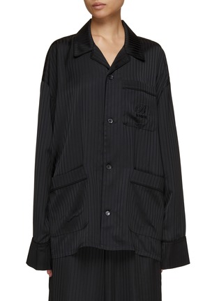 Main View - Click To Enlarge - BONBOM - Pierce Pinstripe Pyjama Top