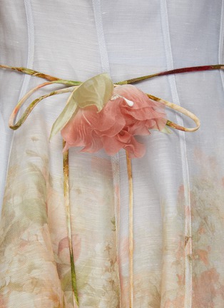  - ZIMMERMANN - Luminosity Rose Print Puff Sleeves V-Neck Dress