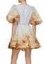 Back View - Click To Enlarge - ZIMMERMANN - Luminosity Rose Print Puff Sleeves V-Neck Dress