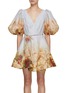 Main View - Click To Enlarge - ZIMMERMANN - Luminosity Rose Print Puff Sleeves V-Neck Dress
