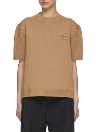 Main View - Click To Enlarge - MIU MIU - Boxy Logo Wool Sweater